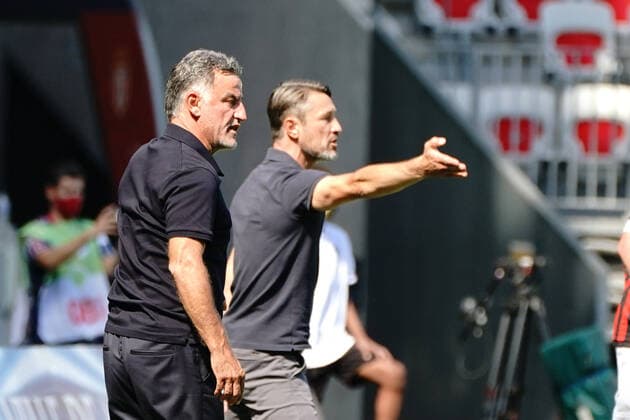 Christophe Galtier (entraineur de l OGC Nice) - Niko Kovac (entraineur de l AS Monaco) FOOTBALL : OGC Nice vs As Monaco - Ligue 1 Uber Eats - Nice - 19 09 2021 NorbertScanella PanoramiC 