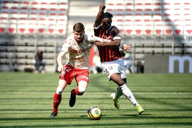 Caio Henrique Oliveira Silva (AS Monaco) - Jordan Lotomba (OGC Nice) FOOTBALL : OGC Nice vs As Monaco - Ligue 1 Uber Eats - Nice - 19 09 2021 NorbertScanella PanoramiC 