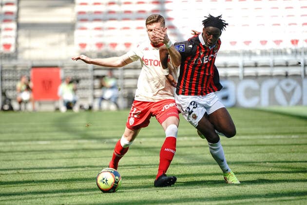 Caio Henrique Oliveira Silva (AS Monaco) - Jordan Lotomba (OGC Nice) FOOTBALL : OGC Nice vs As Monaco - Ligue 1 Uber Eats - Nice - 19 09 2021 NorbertScanella PanoramiC 