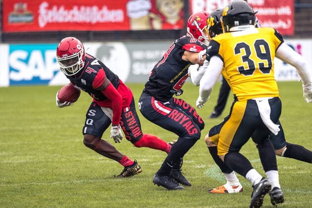 GFL German Football League I sharkwater GFL Play Off Viertelfinale Potsdam Royals vs Munich Cowboys 19.09.2021 GFL German Football League; Potsdam Royals - Munich Cowboys , 19.09.2021 Copyright: xBEAUTIFULxSPORTS NicolxMarschallx
