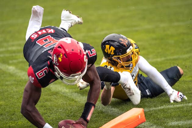 GFL German Football League I sharkwater GFL Play Off Viertelfinale Potsdam Royals vs Munich Cowboys 19.09.2021 GFL German Football League; Potsdam Royals - Munich Cowboys , 19.09.2021 Copyright: xBEAUTIFULxSPORTS NicolxMarschallx