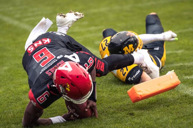 GFL German Football League I sharkwater GFL Play Off Viertelfinale Potsdam Royals vs Munich Cowboys 19.09.2021 GFL German Football League; Potsdam Royals - Munich Cowboys , 19.09.2021 Copyright: xBEAUTIFULxSPORTS NicolxMarschallx