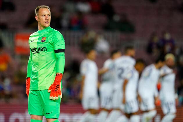 Bilder des Jahres 2021, Sport 09 September Sport Themen der Woche KW38 Sport Bilder des Tages ESP: FC Barcelona, Barca Granada CF. La Liga Santander Marc-Andre Ter Stegen of FC Barcelona after receiving the 0-1 during the La Liga match between FC Barcelona and Granada CF played at Camp Nou Stadium on September 20, 2021 in Barcelona, Spain. Copyright: xPRESSINPHOTOx PS_210919_657