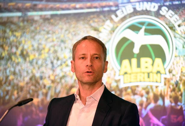 Basketball, Herren, Saison 2021 2022, Alba Berlin, Saisoneröffnungs-Pressekonferenz, Präsident Aufsichtsrat Dr. Axel Schweitzer (Alba Berlin), 21.09. 2021, Copyright: xSebastianxRäppold MatthiasxKochx