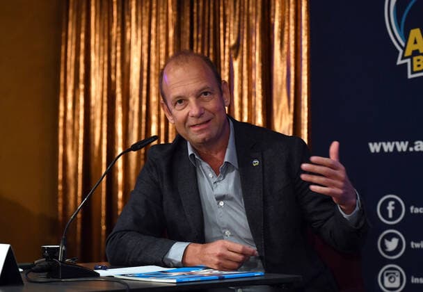 Basketball, Herren, Saison 2021 2022, Alba Berlin, Saisoneröffnungs-Pressekonferenz, Geschäftsführer CEO Marco Baldi (Alba Berlin), 21.09. 2021, Copyright: xSebastianxRäppold MatthiasxKochx