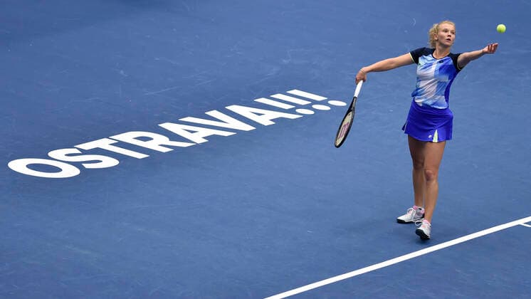 Czech Katerina Siniakova in action during the match against Tereza Martincova of Czech Republic during the J&T Banka Ostrava Open 2021 women s WTA, Tennis Damen indoor tennis tournament in Ostrava, Czech Republic, September 21, 2021. (CTKxPhoto JaroslavxOzana) CTKPhotoP2021092109260  JAO 45
