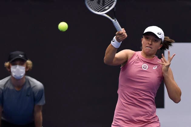 Iga Swiatek (POL) in action during the match against Yulia Putintseva during the J&T Banka Ostrava Open 2021 women s WTA, Tennis Damen indoor tennis tournament in Ostrava, Czech Republic, on Wednesday, September 22, 2021. (CTKxPhoto JaroslavxOzana) CTKPhotoP2021092206619  JAO 04