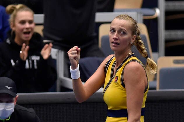 Petra Kvitova (CZE) reacts as she won the match against Anastasia Potapova during the J&T Banka Ostrava Open 2021 women s WTA, Tennis Damen indoor tennis tournament in Ostrava, Czech Republic, on Wednesday, September 22, 2021. (CTKxPhoto JaroslavxOzana) CTKPhotoP2021092208410  JAO 35