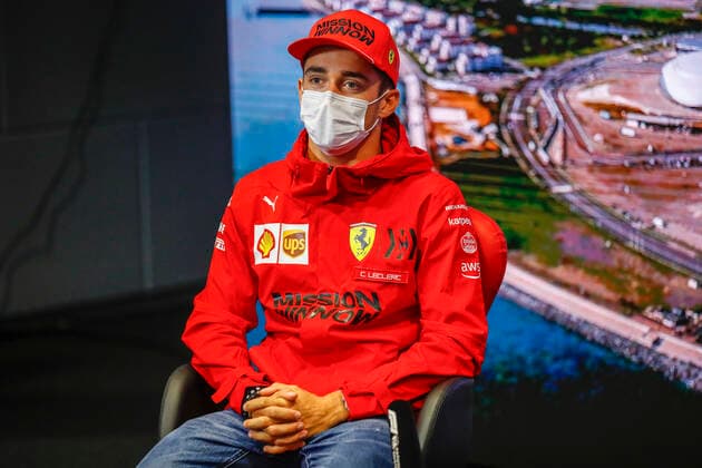 LECLERC Charles (mco), Scuderia Ferrari SF21, portrait during the Formula 1 VTB Russian Grand Prix 2021, 15th round of the 2021 FIA Formula One World Championship, WM, Weltmeisterschaft from September 24 to 26, 2021 on the Sochi Autodrom, in Sochi, Russia FORMULE 1 : Grand prix de Russie - Sotchi - 23 09 2021 DPPI Panoramic  00121031__B2_3139