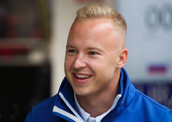 SOCHI, RUSSIA - SEPTEMBER 23, 2021: Haas F1 Team driver Nikita Mazepin is seen ahead of the 2021 Formula One Russian Grand Prix to be held in Sochi on September 24-26, 2021, at the Sochi Autodrom racing circuit. Sergei Fadeichev TASS  TS1119B1