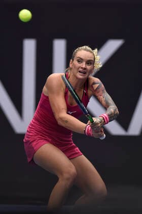 Tereza Martincova of Czech Republic returns a shot to Anastasia Pavlyuchenkova of Russia during the J&T Banka Ostrava Open 2021 women s WTA, Tennis Damen indoor tennis tournament in Ostrava, Czech Republic, September 23, 2021. (CTKxPhoto JaroslavxOzana) CTKPhotoP2021092308222  JAO 31