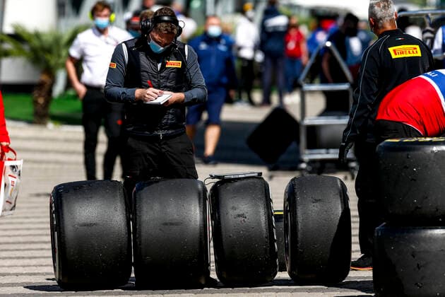 Pirelli tyres, F1 Grand Prix of Russia at Sochi Autodrom on September 24, 2021 in Sochi, Russia. (Photo by HOCH ZWEI) Sochi Russia