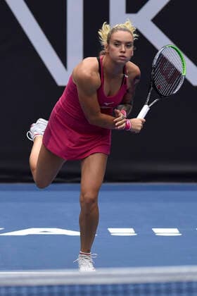 Tereza Martincova of Czech Republic in action during the match against Maria Sakkari of Greece at the J&T Banka Ostrava Open 2021 women s WTA, Tennis Damen indoor tennis tournament in Ostrava, Czech Republic, September 24, 2021. (CTKxPhoto JaroslavxOzana) CTKPhotoP2021092405433  JAO 04