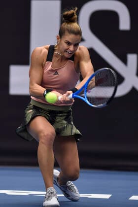 Maria Sakkari of Greece in action during the match against Tereza Martincova of Czech Republic at the J&T Banka Ostrava Open 2021 women s WTA, Tennis Damen indoor tennis tournament in Ostrava, Czech Republic, September 24, 2021. (CTKxPhoto JaroslavxOzana) CTKPhotoP2021092406270  JAO 16