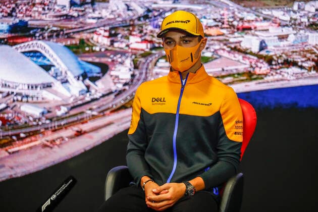 4 Lando Norris (GBR, McLaren F1 Team), F1 Grand Prix of Russia at Sochi Autodrom on September 23, 2021 in Sochi, Russia. (Photo by HOCH ZWEI) Sochi Russia