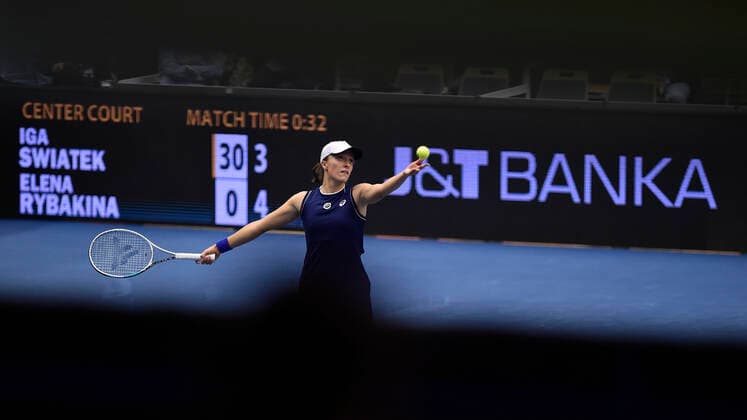 Iga Swiatek of Poland in action during the match against Elena Rybakina of Kazakhstan at the J&T Banka Ostrava Open 2021 women s WTA, Tennis Damen indoor tennis tournament in Ostrava, Czech Republic, September 24, 2021. (CTKxPhoto JaroslavxOzana) CTKPhotoP2021092406827  JAO 25