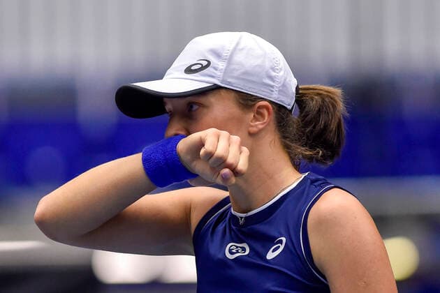 Iga Swiatek of Poland in action during the match against Elena Rybakina of Kazakhstan at the J&T Banka Ostrava Open 2021 women s WTA, Tennis Damen indoor tennis tournament in Ostrava, Czech Republic, September 24, 2021. (CTKxPhoto JaroslavxOzana) CTKPhotoP2021092407030  JAO 31