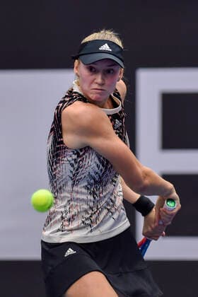 Elena Rybakina of Kazakhstan in action during the match against Iga Swiatek of Poland at the J&T Banka Ostrava Open 2021 women s WTA, Tennis Damen indoor tennis tournament in Ostrava, Czech Republic, September 24, 2021. (CTKxPhoto JaroslavxOzana) CTKPhotoP2021092406990  JAO 30