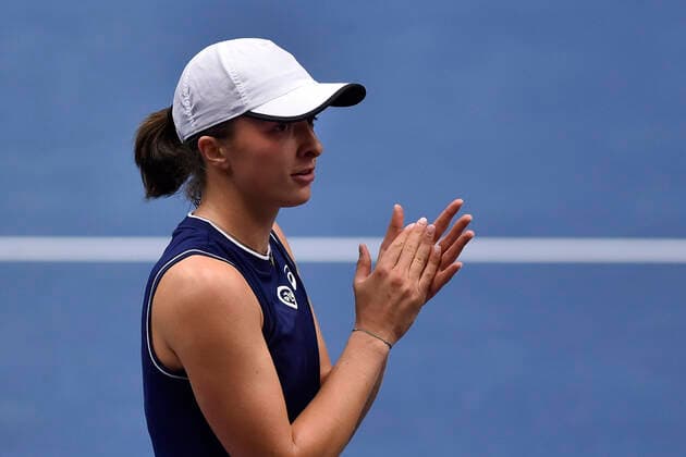 Iga Swiatek of Poland celebrates victory after the match against Elena Rybakina of Kazakhstan at the J&T Banka Ostrava Open 2021 women s WTA, Tennis Damen indoor tennis tournament in Ostrava, Czech Republic, September 24, 2021. (CTKxPhoto JaroslavxOzana) CTKPhotoP2021092407464  JAO 39