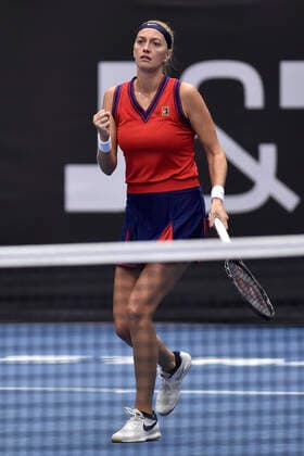 Czech Petra Kvitova in action during the match against Swiss Jil Teichmann at the J&T Banka Ostrava Open 2021 women s WTA, Tennis Damen indoor tennis tournament in Ostrava, Czech Republic, September 24, 2021. (CTKxPhoto JaroslavxOzana) CTKPhotoP2021092408078  JAO 50