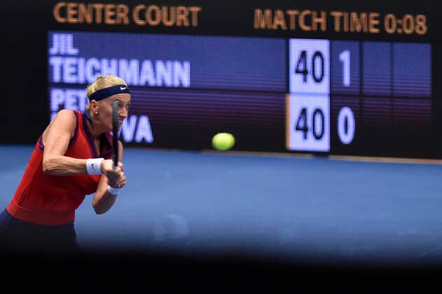 Sport Bilder des Tages Czech Petra Kvitova in action during the match against Swiss Jil Teichmann at the J&T Banka Ostrava Open 2021 women s WTA, Tennis Damen indoor tennis tournament in Ostrava, Czech Republic, September 24, 2021. (CTKxPhoto JaroslavxOzana) CTKPhotoP2021092408094  JAO 52