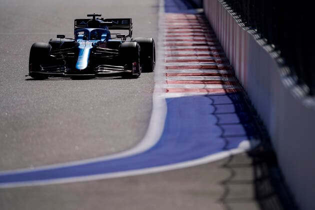 September 24, 2021, Sochi, Russia: FERNANDO ALONSO of Spain and Alpine F1 Team drives during practice of the 2021 FIA Formula 1 Russian Grand Prix at Sochi Autodrom in Sochi, Russia. Sochi Russia - ZUMAg147 20210924_zap_g147_048 Copyright: xJamesxGasperottix