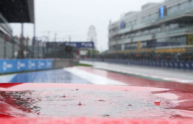 SOCHI, RUSSIA - SEPTEMBER 25, 2021: A view of the Sochi Autodrom racing circuit hosting the 2021 Formula One Russian Grand Prix. The third practice session of the 2021 F1 Russian Grand Prix has been canceled amid heavy rains in Sochi. Sergei Fadeichev TASS  TS111DFC