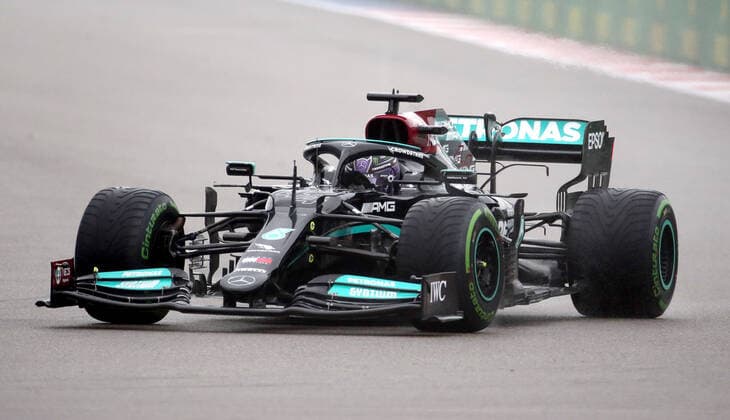 SOCHI, RUSSIA â€“ SEPTEMBER 25, 2021: Williams Racing F1 Team driver Nicholas Latifi of Canada competes in a qualifying session for the 2021 Formula One Russian Grand Prix, at the Sochi Autodrom racing circuit. Sergei Fadeichev TASS  TS111E4E