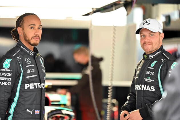 HAMILTON Lewis (gbr), Mercedes AMG F1 GP W12 E Performance, portrait BOTTAS Valtteri (fin), Mercedes AMG F1 GP W12 E Performance, portrait during the Formula 1 VTB Russian Grand Prix 2021, 15th round of the 2021 FIA Formula One World Championship, WM, Weltmeisterschaft from September 24 to 26, 2021 on the Sochi Autodrom, in Sochi, Russia - Photo DPPI FORMULE 1 : Grand prix de Russie - Sotchi - 25 09 2021 DPPI PANORAMIC  00121031_24-09-21-RUS-2002-PVE