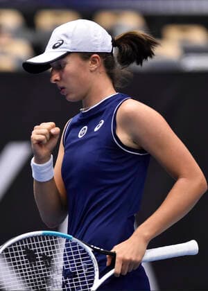 Iga Swiatek of Poland in action during the match against Maria Sakkari of Greece at the J&T Banka Ostrava Open 2021 women s WTA, Tennis Damen indoor tennis tournament in Ostrava, Czech Republic, September 25, 2021. (CTKxPhoto JaroslavxOzana) CTKPhotoP2021092503582  JAO 03