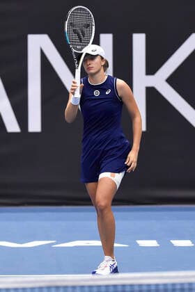 Iga Swiatek of Poland in action during the match against Maria Sakkari of Greece at the J&T Banka Ostrava Open 2021 women s WTA, Tennis Damen indoor tennis tournament in Ostrava, Czech Republic, September 25, 2021. (CTKxPhoto JaroslavxOzana) CTKPhotoP2021092504185  JAO 13