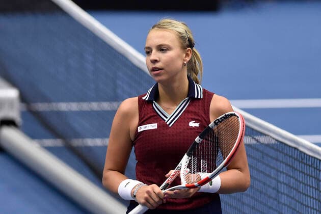 Anett Kontaveit of Estonia in action during the match against Czech Petra Kvitova at the J&T Banka Ostrava Open 2021 women s WTA, Tennis Damen indoor tennis tournament in Ostrava, Czech Republic, September 25, 2021. (CTKxPhoto JaroslavxOzana) CTKPhotoP2021092505143  JAO 30