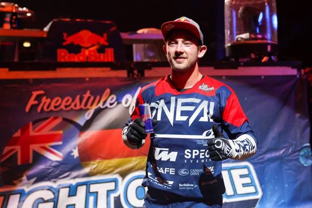 Bilder des Jahres 2021, Sport 09 September Sport Themen der Woche KW38 Sport Bilder des Tages Basel, Switzerland, September 25h 2021: FIM World Cup champion 2019 Luc Ackermann (Team Germany) wins the the NIGHT of the Jumps (Freestyle of Nations) FMX motorcross event with teammates at St. Jakobshalle in Basel, Switzerland. Night of the Jumps - Freestyle of Nations - FMX motorcross even 