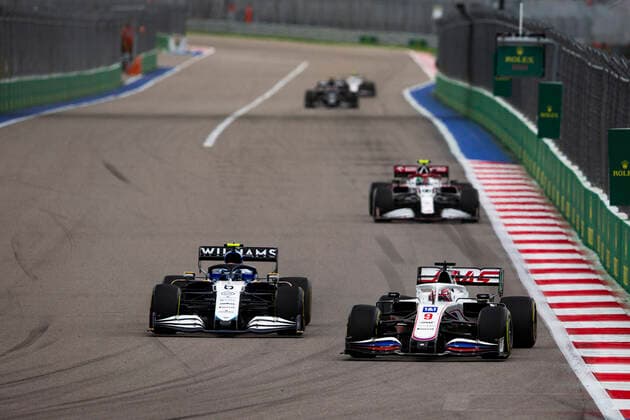 6 Nicholas Latifi (CAN, Williams Racing), 9 Nikita Mazepin (RUS, Haas F1 Team), F1 Grand Prix of Russia at Sochi Autodrom on September 26, 2021 in Sochi, Russia. (Photo by HOCH ZWEI) Sochi Russia