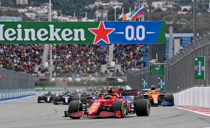 55 Carlos Sainz (ESP, Scuderia Ferrari Mission Winnow), F1 Grand Prix of Russia at Sochi Autodrom on September 26, 2021 in Sochi, Russia. (Photo by HOCH ZWEI) Sochi Russia