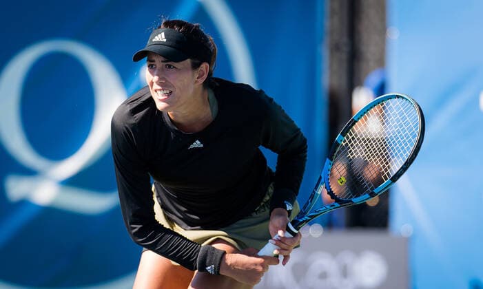 September 28, 2021, CHICAGO, UNITED STATES: Garbine Muguruza of Spain in action during the first round of the 2021 Chicago Fall Tennis Classic WTA, Tennis Damen 500 tennis tournament against Ann Li of United States CHICAGO UNITED STATES - ZUMAa181 20210928_zaa_a181_204 Copyright: xRobxPrangex