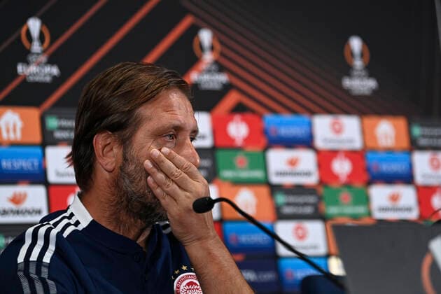 Coach Pedro Martins of Olympiakos during the press conference, PK, Pressekonferenz and training session the day before the Europa League Group D game between Fenerbahce and Olympiakos on September 29, 2021 in Istanbul , Turkey. 