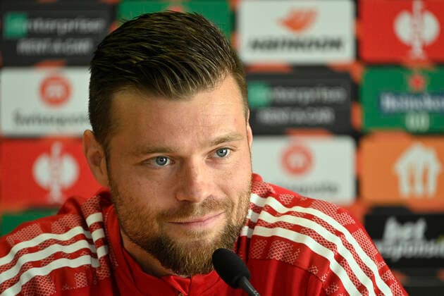 Ondrej Celustka of Sparta speaks during a press conference, PK, Pressekonferenz prior to Europa League football Group A match Sparta Prague vs Glasgow Rangers in Prague, Czech Republic, September 29, 2021. (CTKxPhoto MichalxKamaryt) CTKPhotoP2021092907388  kmt