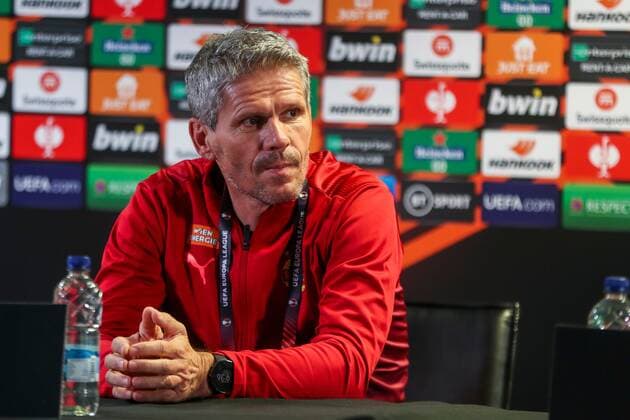 SOCCER - UEFA EL, West Ham vs Rapid LONDON,ENGLAND,29.SEP.21 - SOCCER - UEFA Europa League, group stage, West Ham United vs SK Rapid Wien, preview, press conference, PK, Pressekonferenz Rapid. Image shows head coach Dietmar Kuehbauer (Rapid).  GEPAxpictures xPhilippxBrem