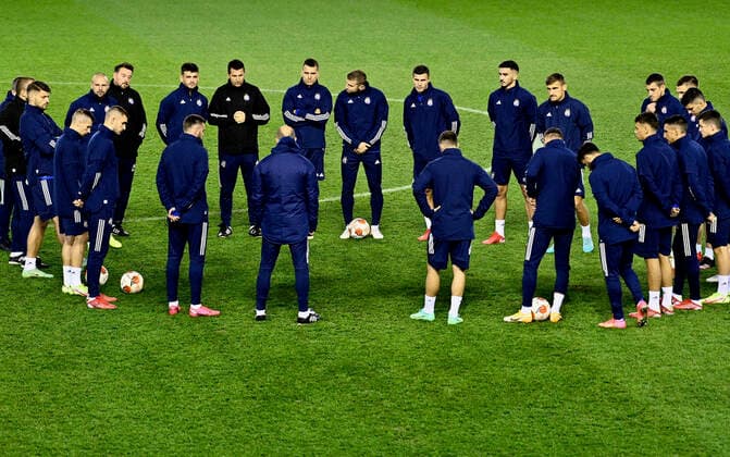 Dinamo s players pictured during a training session of Croatian team Dinamo Zagreb, Wednesday 29 September 2021, in Genk, ahead of tomorrow s Europa League game against Belgian soccer team KRC Genk, on the second day (out of six) in Group H. JOHANxEYCKENS  x3103185x