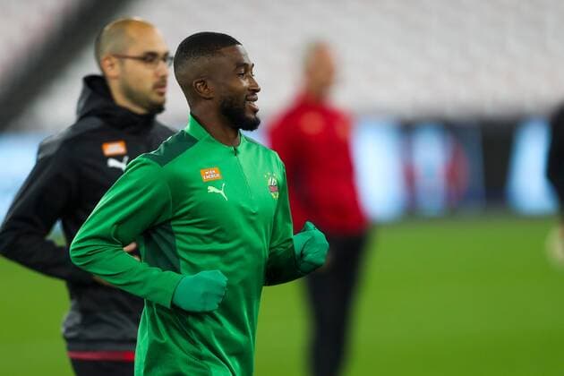 SOCCER - UEFA EL, West Ham vs Rapid LONDON,ENGLAND,29.SEP.21 - SOCCER - UEFA Europa League, group stage, West Ham United vs SK Rapid Wien, preview, training Rapid. Image shows Kelvin Arase (Rapid).  GEPAxpictures xPhilippxBrem