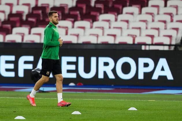 SOCCER - UEFA EL, West Ham vs Rapid LONDON,ENGLAND,29.SEP.21 - SOCCER - UEFA Europa League, group stage, West Ham United vs SK Rapid Wien, preview, training Rapid. Image shows Thorsten Schick (Rapid).  GEPAxpictures xPhilippxBrem