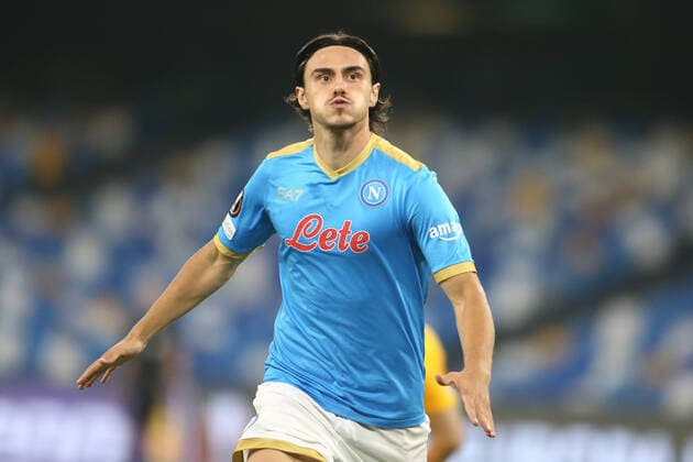 Italy: Europa League football match SSC Napoli vs Spartak Mosca SSC Napoli s Macedonian midfielder Eljif Elmas celebrates after scoring a goal during the UEFA Europa League first round day three Group C football match between SSC Napoli and Spartak Mosca at the Diego Armando Maradona Stadium in Naples, southern Italy, on September 30, 2021. ABPH2550 Copyright: xAntonioxBalascox