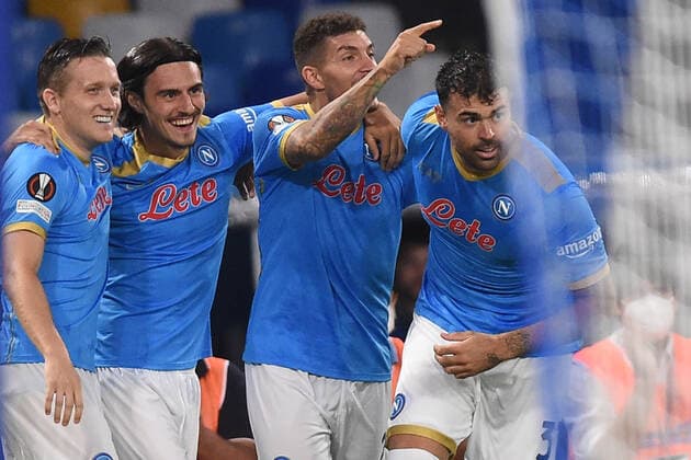 SSC Napoli v FC Spartak Moscow - UEFA Europa League Eljif Elmas of SSC Napoli celebrates after scoring during the UEFA Europa League Group C match between SSC Napoli and FC Spartak Moscow at Stadio Diego Armando Maradona Naples Italy on 30 September 2021. Naples Naples Italy romano-sscnapol210930_npvan  Copyright: xFrancoxRomanox