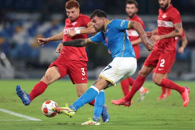 Photo Alessandro Garofalo LaPresse September 30, 2020 Naples, Italy soccer Napoli vs Spartak Mosca - Europa League 2021 2022 - Diego Armando Maradona stadium. In the pic:Andrea Petagna (SSC Napoli);  Copyright: xAlessandroxGarofalo LaPressex