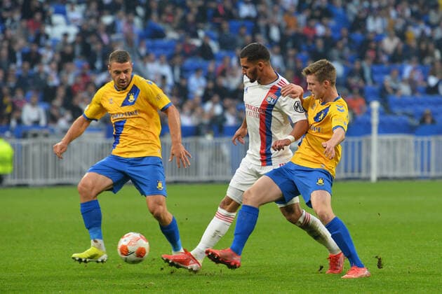 Houssem Aouar (lyon) FOOTBALL : Olympique Lyonnais vs Brondby IF - Ligue Europa - 30 09 2021 FredericChambert Panoramic 