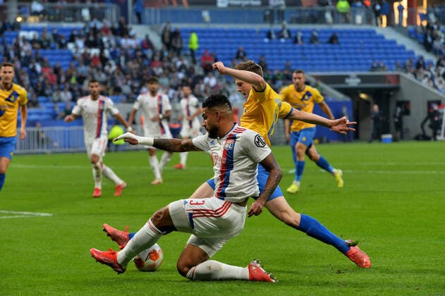 Emerson (lyon) vs (brondby) FOOTBALL : Olympique Lyonnais vs Brondby IF - Ligue Europa - 30 09 2021 FredericChambert Panoramic 