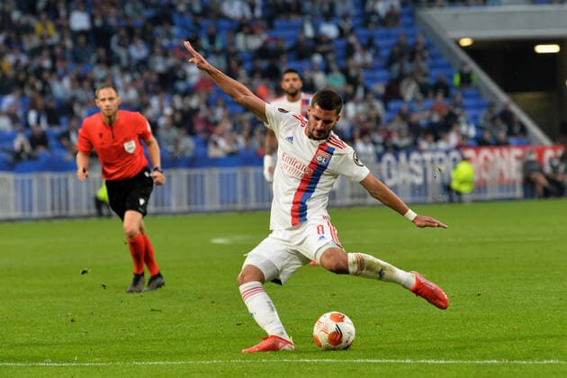 Houssem Aouar (lyon) FOOTBALL : Olympique Lyonnais vs Brondby IF - Ligue Europa - 30 09 2021 FredericChambert Panoramic 