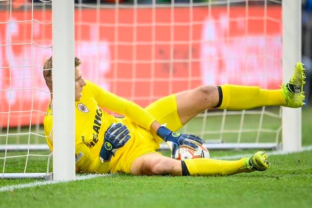 ANTWERPEN, BELGIUM - SEPTEMBER 30: Jean Butez goalkeeper of Antwerp FC during uefa europa league match between FC Antwerp and Eintracht Frankfurt on September 30, 2021 in Antwerpen, Belgium, 30 09 2021 ( FC Antwerp v Eintracht Frankfurt PhotoNews Panoramic 