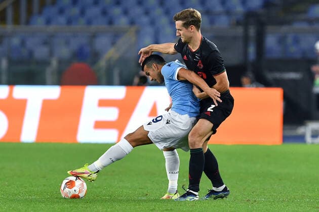 Roma 30 09 2021 - Europa League Lazio-Lokomotiv Mosca foto Image nella foto: Pedro Eliezer Rodriguez Ledesma-Dmitri Zhivoglyadov 